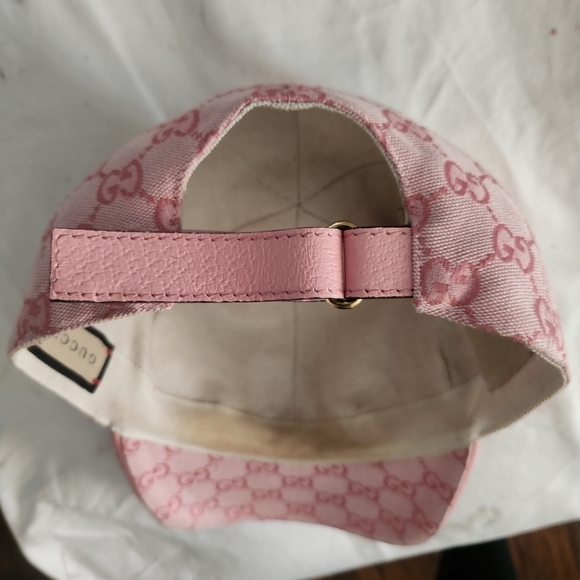 Gucci GG Supreme Monogram Canvas Cotton Baseball Cap, Pink Size Large - Picture 10 of 13